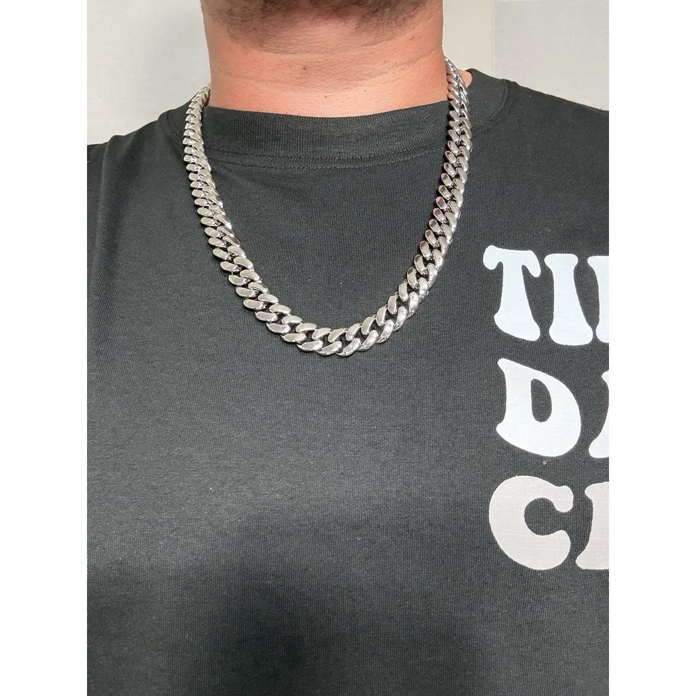 cuban chain iced out box lock 24 inch 12.5mm stainless steel water resistant
